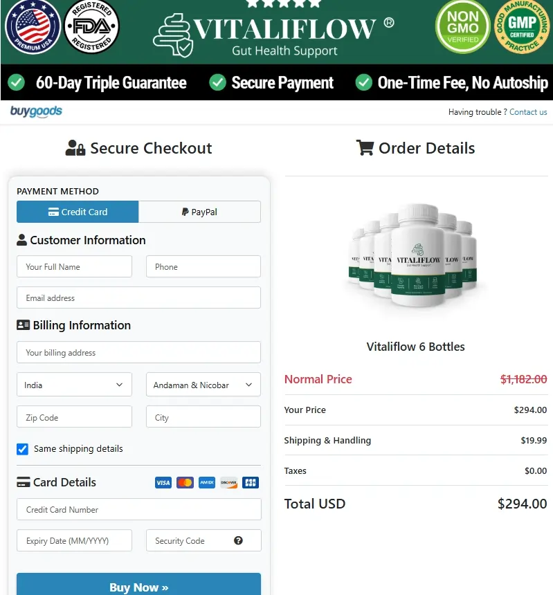 VitaliFlow Order Page